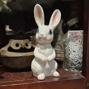 White Ceramic Bunny Habitat Ornament for Small Pets
